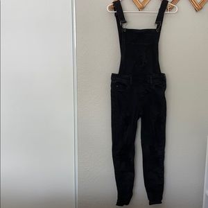 Distressed Black Overalls
